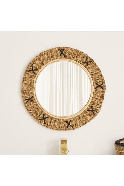 Home Box Naturaloom Rattan Round Mirror 56 cm