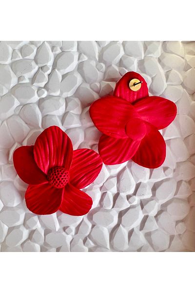 ACCESSORY Red Flower Earrings