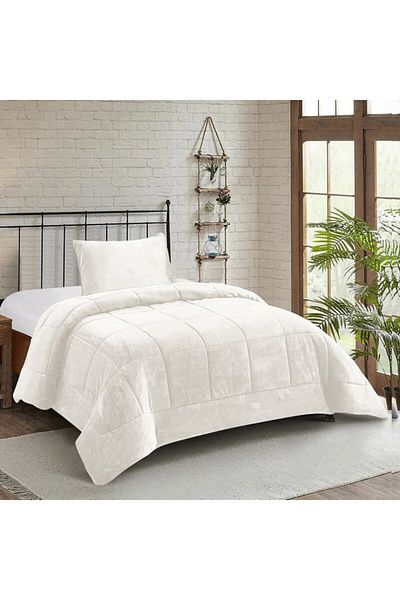 Home Box Nariko Solid Flannel 2-Piece Twin Comforter Set 150x220 cm