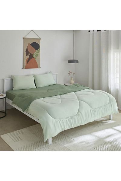 Home Box طقم لحاف ديربي كوين من 3 قطع مصنوع من الألياف الدقيقة القابلة للعكس، مقاس 200×230 سم
