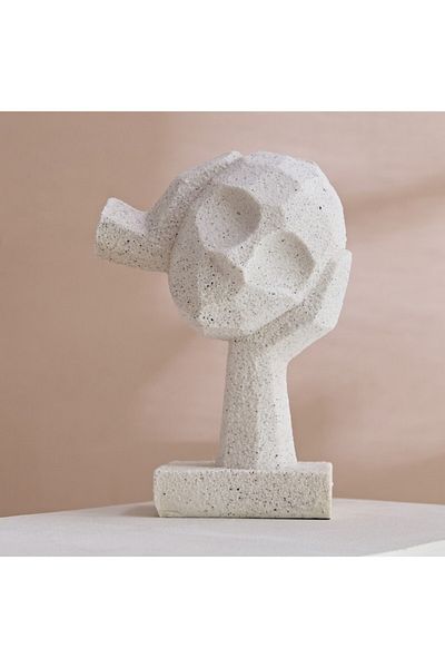Home Box Verdant Polyresin Face Accent in Sand Finish 19x12.5x26.5 cm