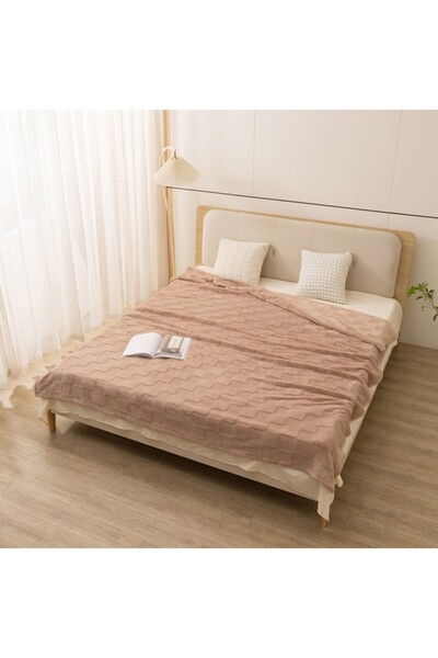 Home Box Cloud Sculpted Rabbit Fur Single-Layer Queen Blanket 200x220 cm