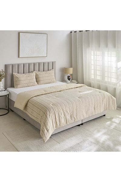 Home Box Weave Elegance 3-Piece Nibe Stripe Woven Twin Comforter Set 160x220 cm