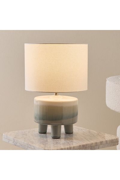 Home Box Nash Stoneware Base Table Lamp with Linen Shade 28x41 cm