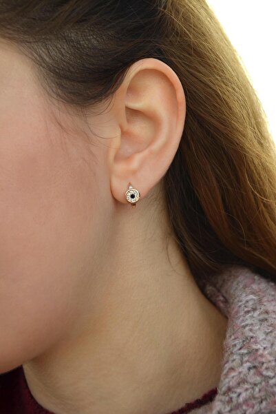 Sacce Scarves&Accessories Zirkon Taşlı Mini Nazar Halka Küpe Helix Kıkırdak