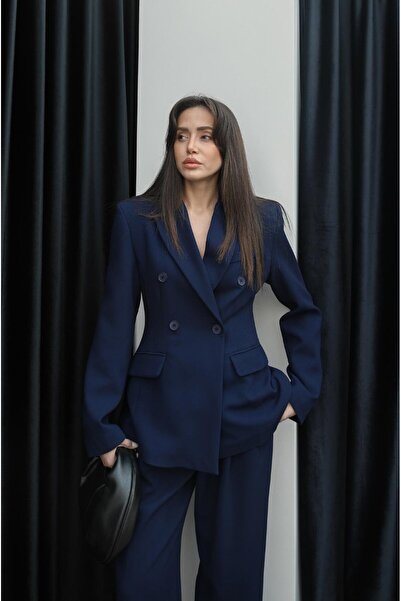 Havoş Navy Blue Premium Blazer Jacket Pants Set