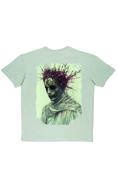 By Caspita Fashion Lenithra Dikenruh Back Printed Unisex Oversize Gray T-Shirt