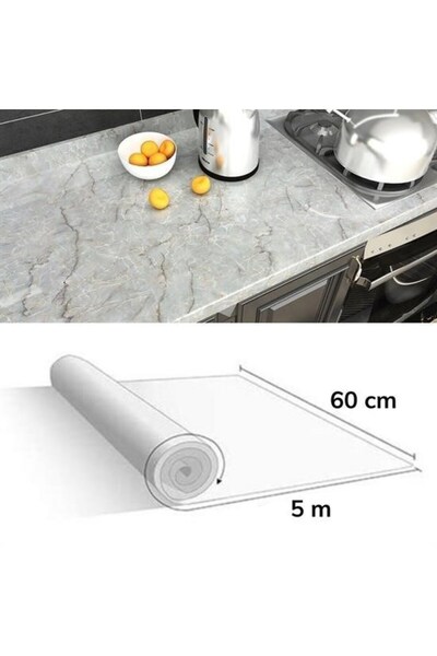 ForWhat 60X500Cm Leakproof Adhesive Marble Pattern Countertop Covering Foil f...