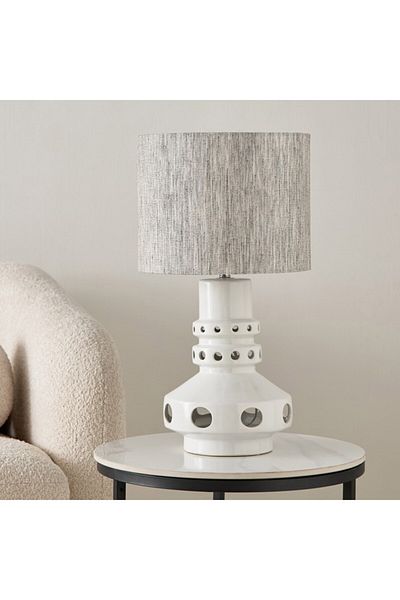 Home Box Zoe Vertell Ceramic Table Lamp with Linen Shade 32x32x58 cm