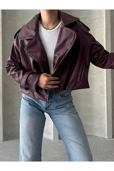 MEECY OVERSIZE Claret Red Bőrkabát
