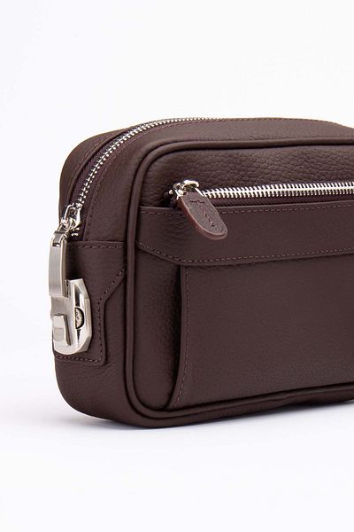 Niki Leather Τσάντα χειρός με φερμουάρ Frank από γνήσιο δέρμα