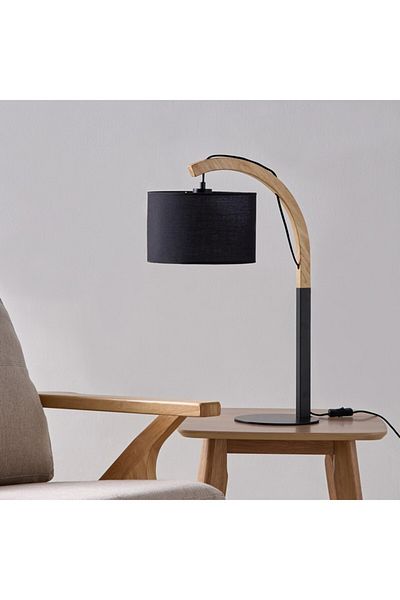 Home Box Tyler Metal and Wooden Table Lamp with Fabric Shade 22x43.5x62.5 cm