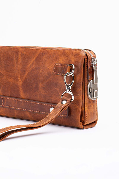 Niki Leather Портфолио с цип от естествена кожа Blanc