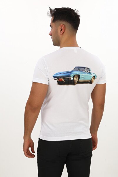 EREN STYLE 1965 Chevrolet Corvette Štampano Bela Slim fit T-shirt