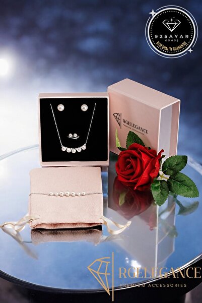 RGELEGANCE Premium Accessories 925 Ayar Gerçek Gümüş Sevgiliye Hediye İncili ...