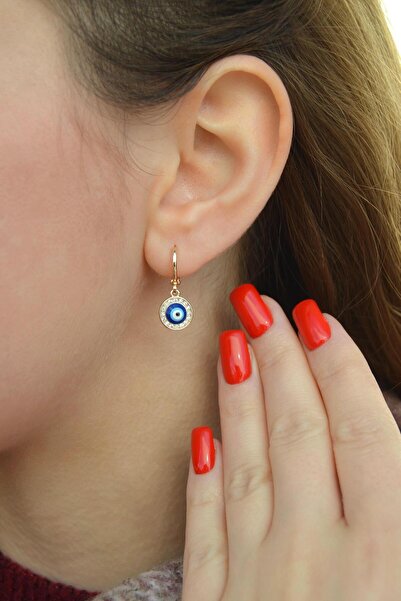 Sacce Scarves&Accessories Nazar Boncuklu Mini Halka Küpe Nazar Charmlı Küpe