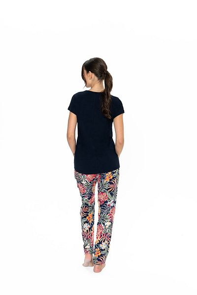 U.S. Polo Assn. Set de pijamale din bumbac, cu decolteu în V, mâneci scurte, imprimeu floral, cu buzunare, pentru femei