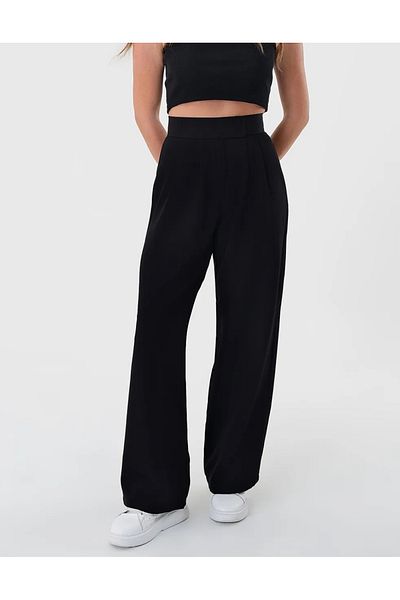 boybeyi Women's High Waist Black Comfortable Velcro Palazzo Pants