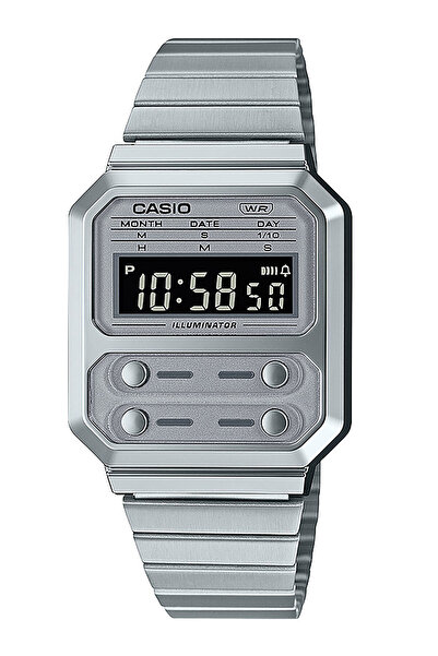 Casio Mens Watch A100WE-7BEF, Quartz, 33mm, 3ATM
