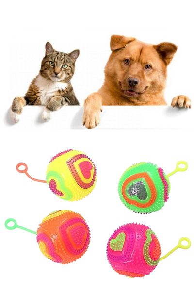TİNEKE PETSHOP Heart Model Lighted Play Ball 6.5 cm Cat Dog Play Ball 1 Pcs