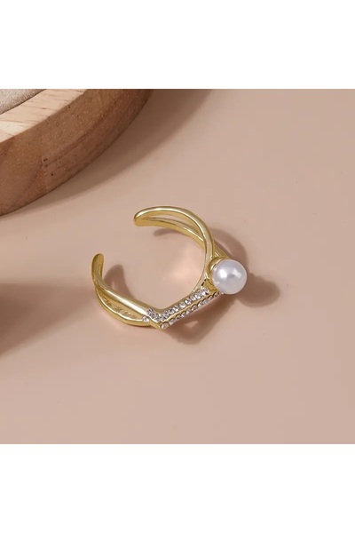 Ayzen taş detaylı inci yüzük