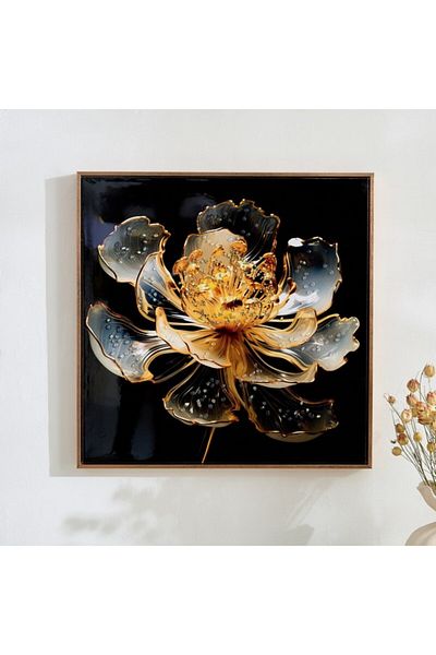 Home Box Nairobi Acrylic and Gloss Flower Framed Wall Art 62x3.5x62 cm