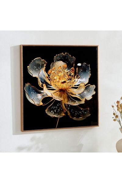 Home Box Nairobi Acrylic and Gloss Flower Framed Wall Art 62x3.5x62 cm