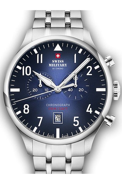 Swiss Military SM34098.03 Vintage Chronograph Mens Watch 43mm 10ATM