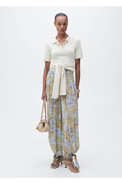 MANGO Woman Çiçekli balon pantolon