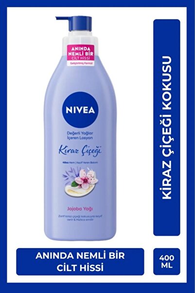 NIVEA Değerli Yağlar Içeren Vücut Losyonu Kiraz Çiçeği & Jojoba Yağı, Normal / Kuru Ciltler Için