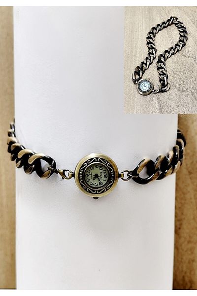 LADYMİRAGE Choker Necklace with Vintage Style Clock
