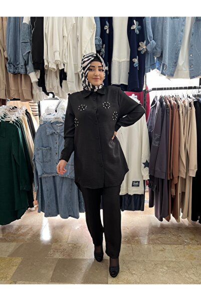 ERVA KADIN İNCİ TAŞ DETAYLI TESETTÜR İKİLİ TAKIM