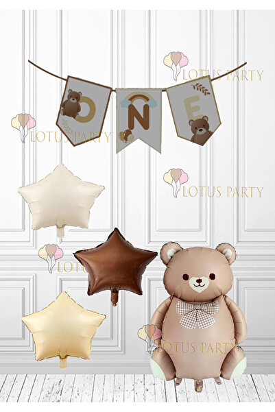 LOTUS PARTY Ρετρό ONE γράμματα - One Banner - Ρετρό Αρκούδα ONE Banner - Ρετρό Αρκούδα - Ρετρό Αστέρι Φυσοφωτίζον Μπαλόνι