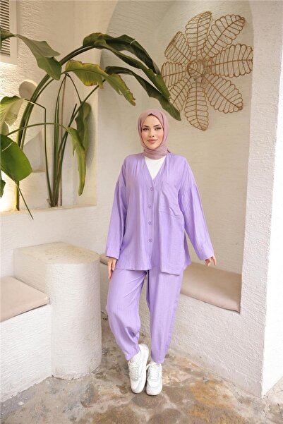 Bwest Σετ Φόρμας Τζόκινγκ Με Κουμπιά με Τσέπες με λαιμόκοψη σε σχήμα V - (38-...