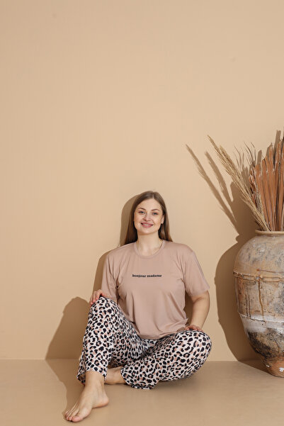 SEBOTEKS Soft Textured Milan Fabric Short Sleeve Plus Size Women's Pajamas Set 20100