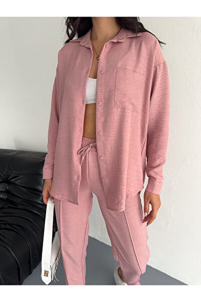 sportiness Aerobin Λινό Πουκάμισο Παντελόνι 2 τεμαχίων Σετ κάτω και επάνω