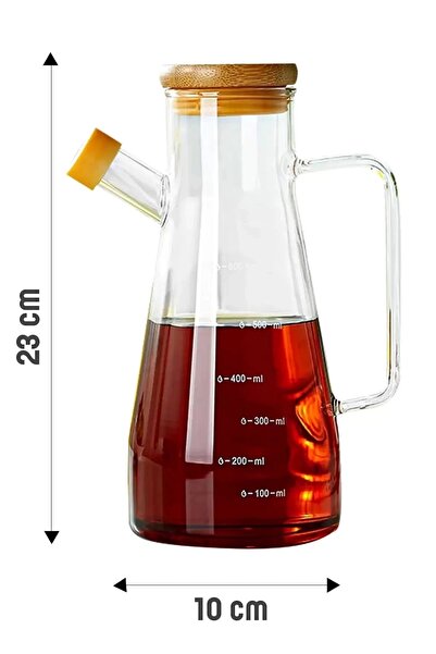 Rosemor Bambu Kapaklı Cam Yağdanlık Vakumlu Ahşap Stantlı Sirkelik Zeytinyağı Şişesi Yağlık 1000ml