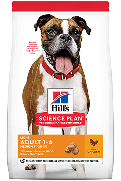 Hill's Hills light adult medium 14kg tavuklu orta ırk yetişkin diyet köpek ma...