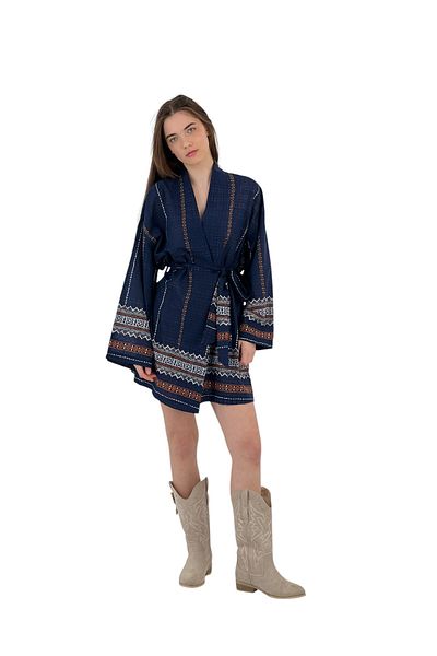 Miss Poem Women's Mini Patterned Loose Summer Laci Kimona&Kaftan