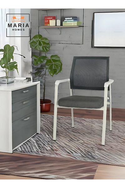 MARIA HOMES Modern Mesh Office Visitor Chair - 97x55x55 cm, Cushioned Seat, Sturdy Frame