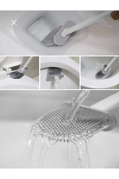 Tilbe Home Silicone Bathroom Toilet Seat Brush and Holder Set