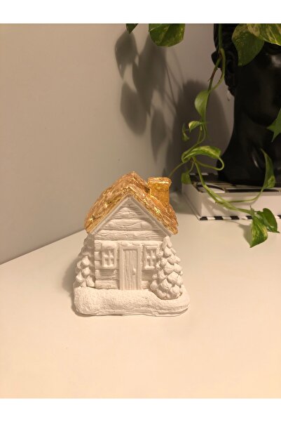 Bautinq Store Dekoraitf Kar efektli ev şeklinde gold çatılı el yapımı beton h...