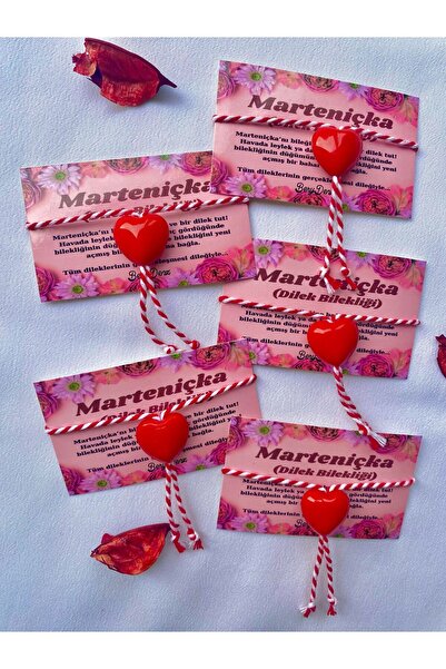 BeryDenz 5 Adet Iri Kırmızı Kalpli Marteniçka Şans Ve Dilek Bilekliği(KARTLI ...