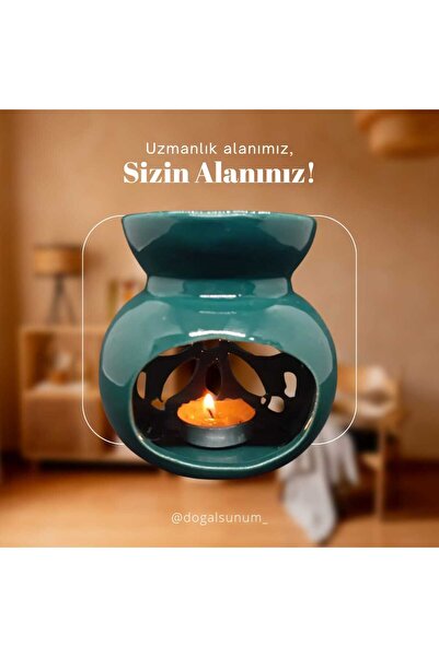 Sunum Baharat El Yapımı Lotus Temalı Çini Seramik Buhurdanlık