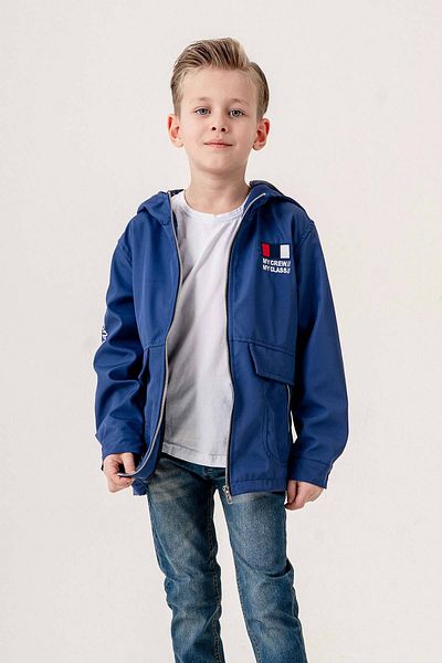 Gold Class Kidswear Hooded Zippered Embroidery Decorated Waterproof Boy Jacket