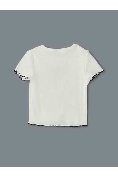 LC Waikiki Lcw Kids Ecru Crew Neck Girl's T-Shirt