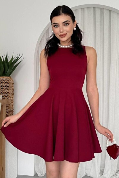 ZISHAN Kolsuz Fırfırlı Etekli Gizli Cepli Mini Balo & Mezuniyet Abiye Elbise 165