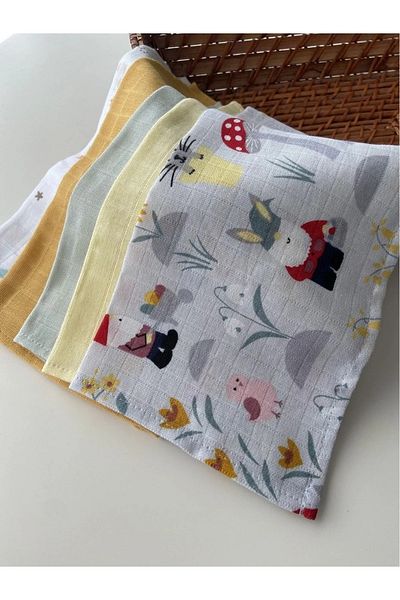 Canbutik مناديل فم موسلين متعددة الأغراض للأطفال مقاس كبير 30*30 سم 5 عبوات