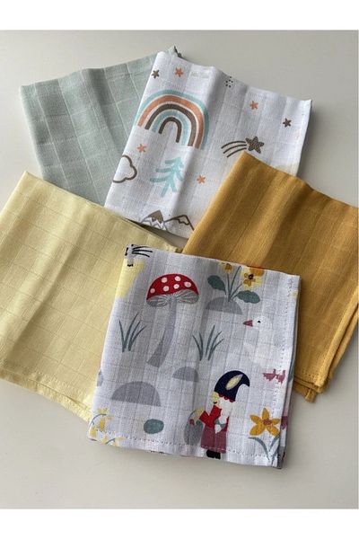Canbutik مناديل فم موسلين متعددة الأغراض للأطفال مقاس كبير 30*30 سم 5 عبوات