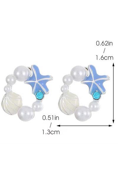 Pelin Aksesuar Blue Pearl Sea Star Earrings